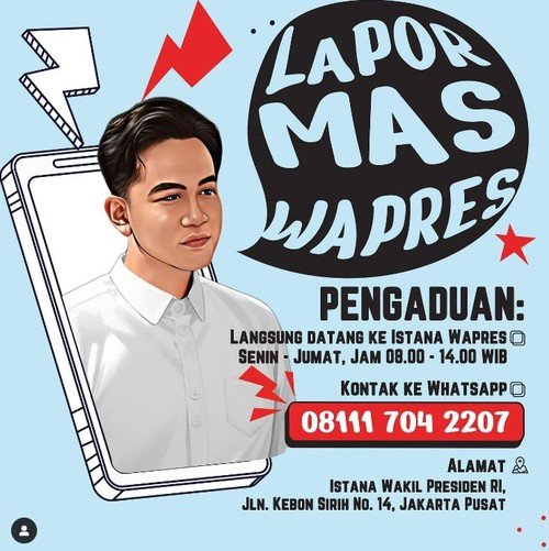 Wapres Gibran Buka Hotline WhatsApp dan Posko Pengaduan